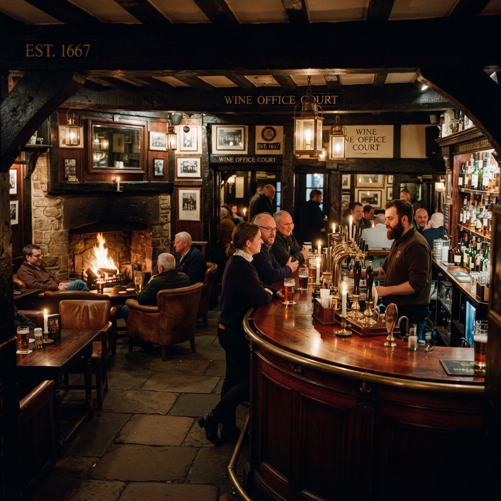 Cozy, historic interiors that define London pubs.