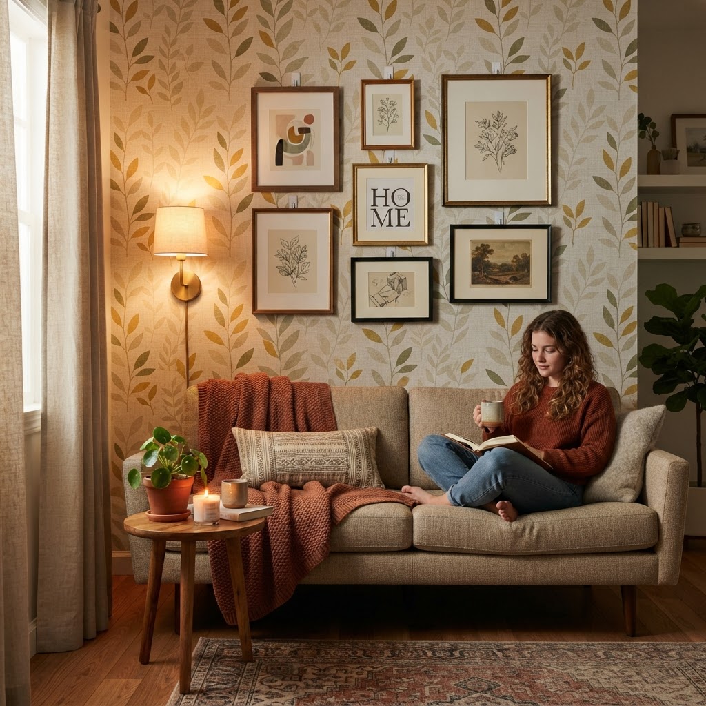 Peel-and-stick wallpaper creates a custom look without permanent damage.