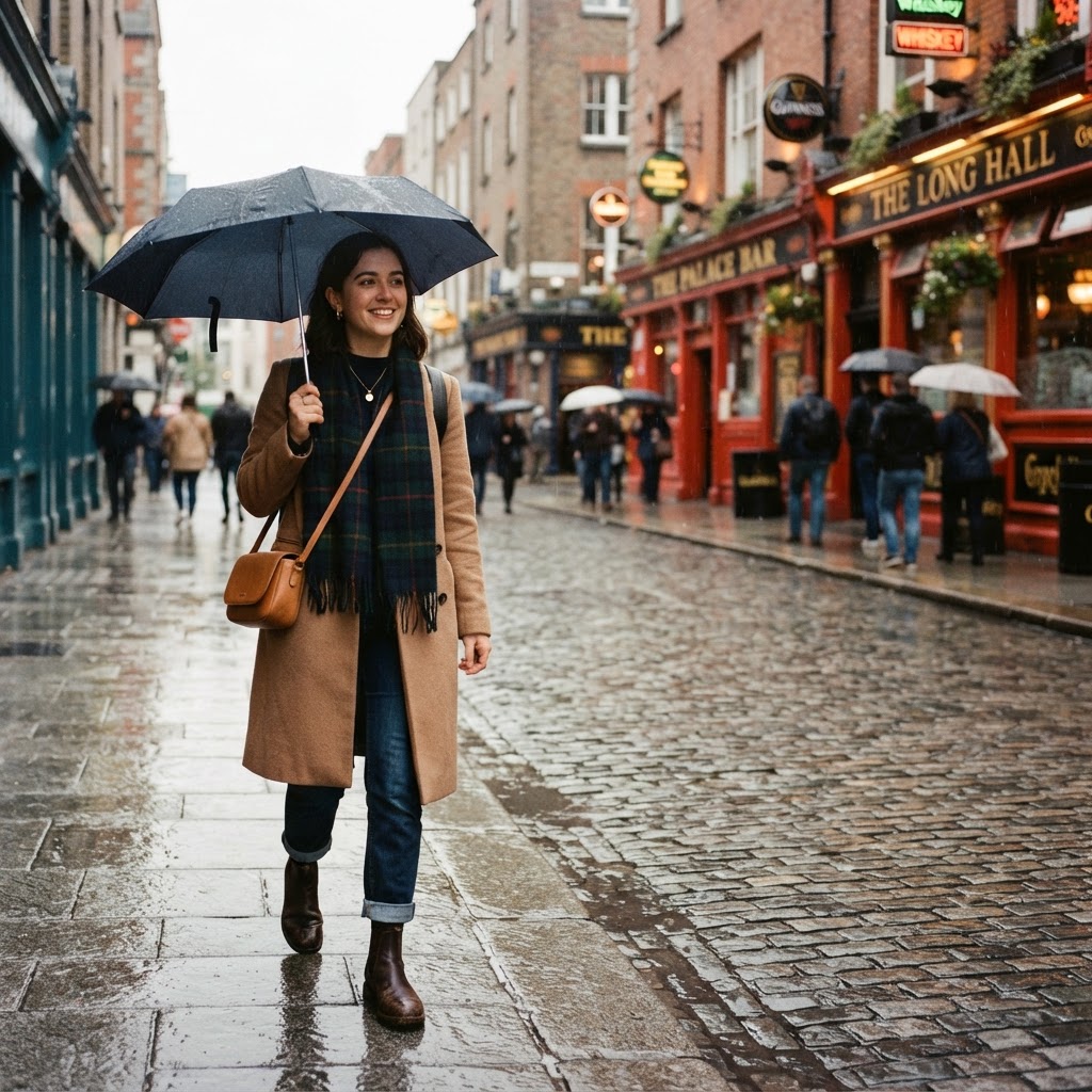 A chic, weather-ready outfit perfectly suited for a winter day in Dublin.