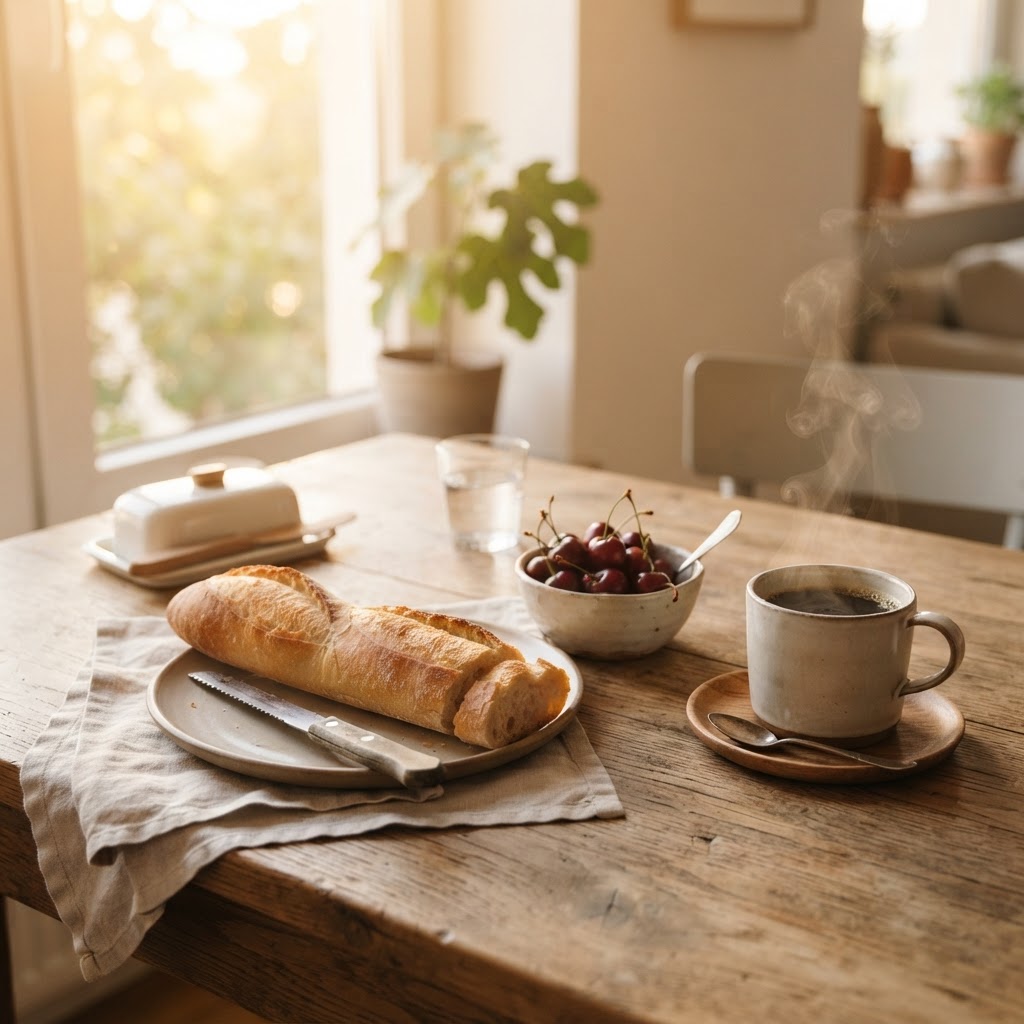 A slow, sun-drenched breakfast is the perfect start to a summer day.