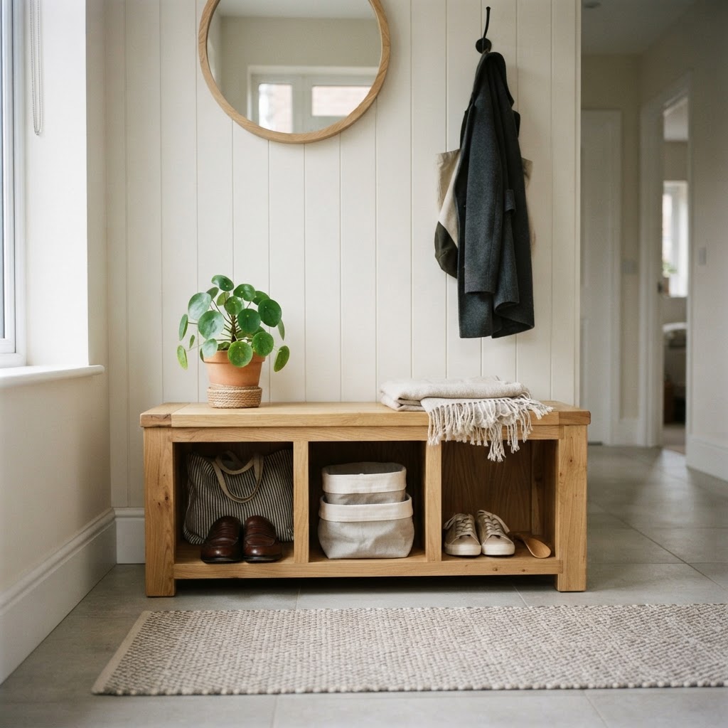 Keep your entryway clutter-free with a bench that includes smart cubby storage.