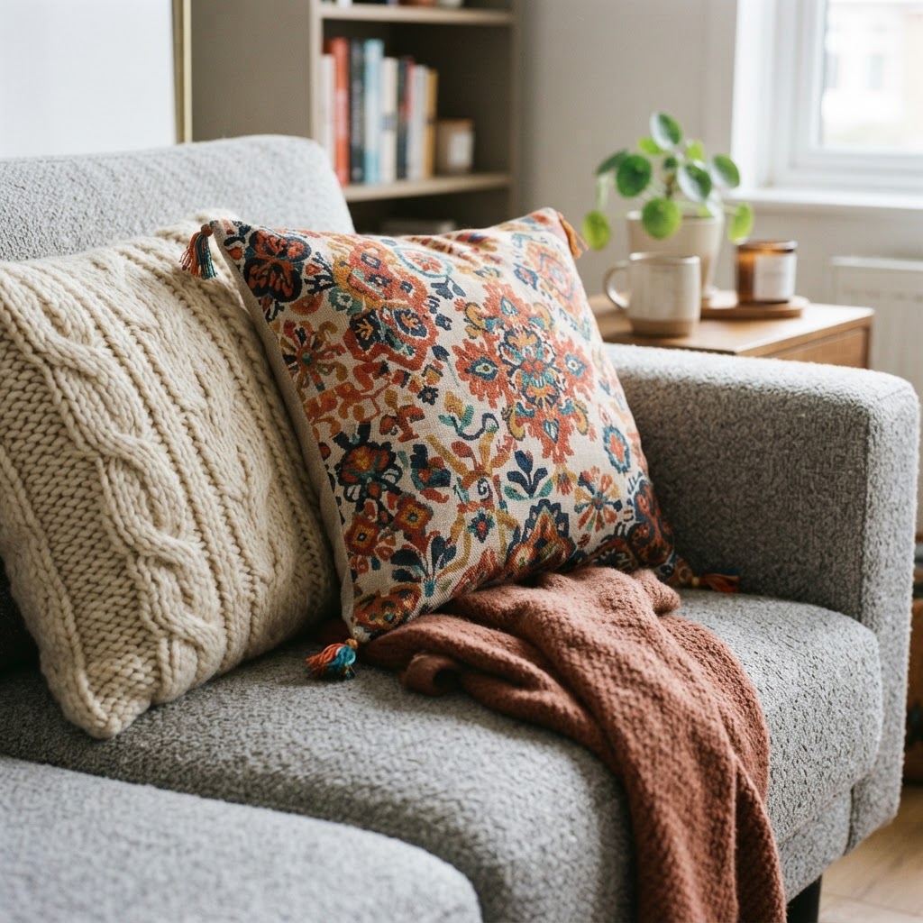 Incorporate textured throw pillows for a cozy, inviting look.