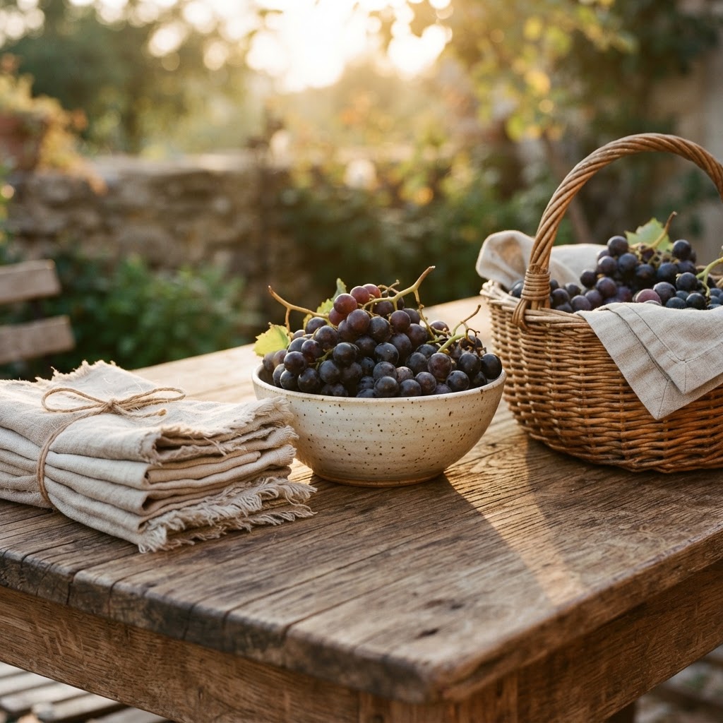 Details matter: linen and woven materials create a timeless summer look.