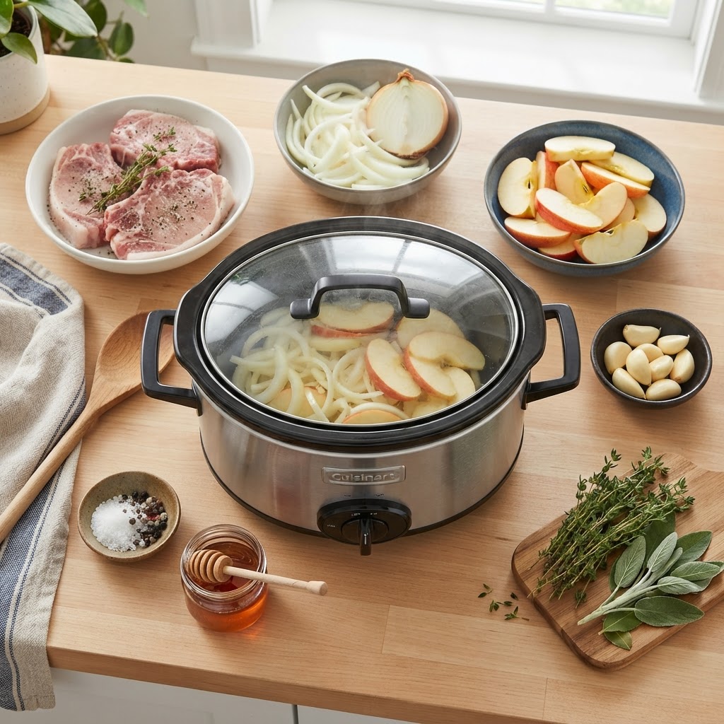 Gather your fresh ingredients for an easy, healthy pork dinner.