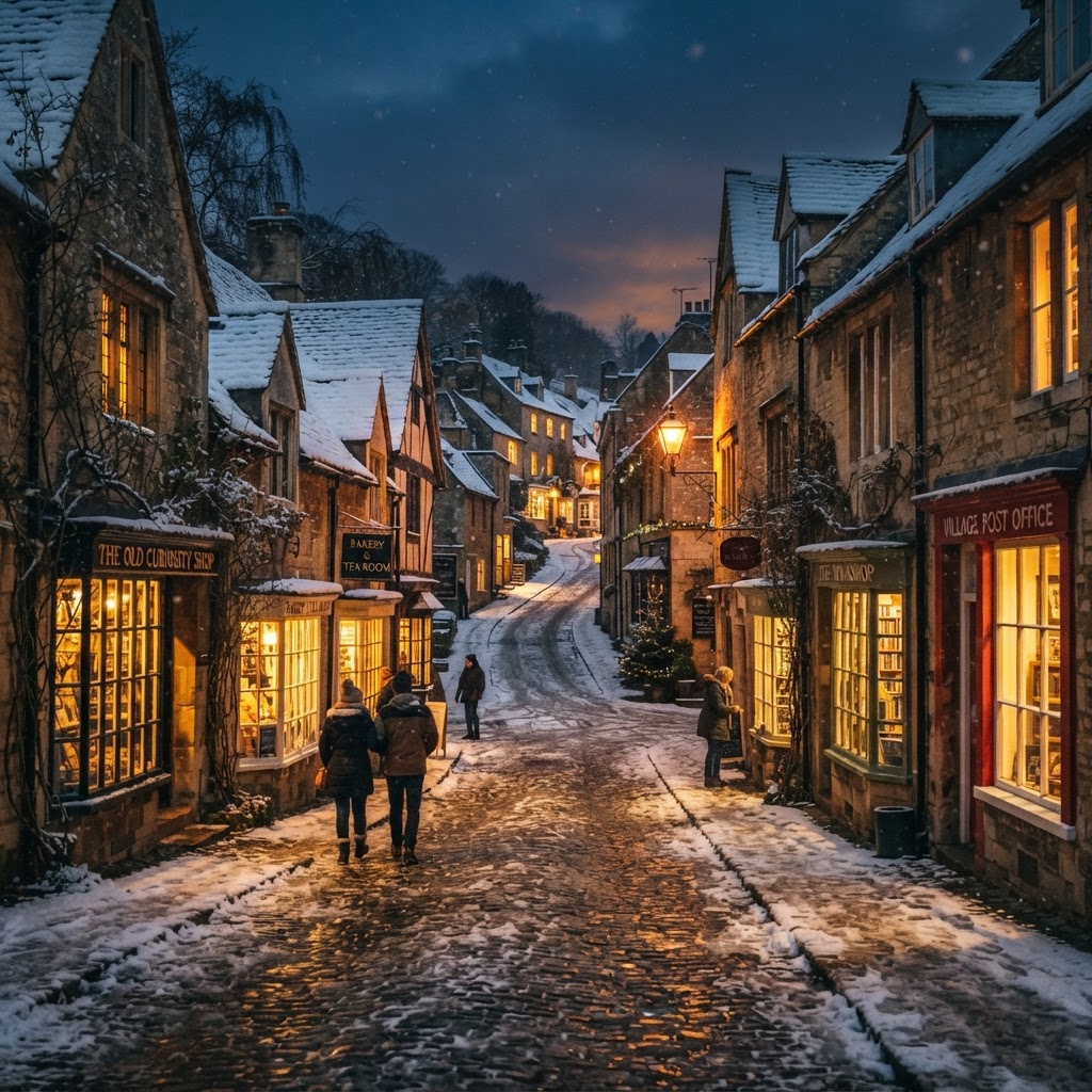 Winter in England Aesthetic: Cozy Spots You’ll Want to Save 3 The quintessential beauty of a Cotswolds village blanketed in winter's touch.