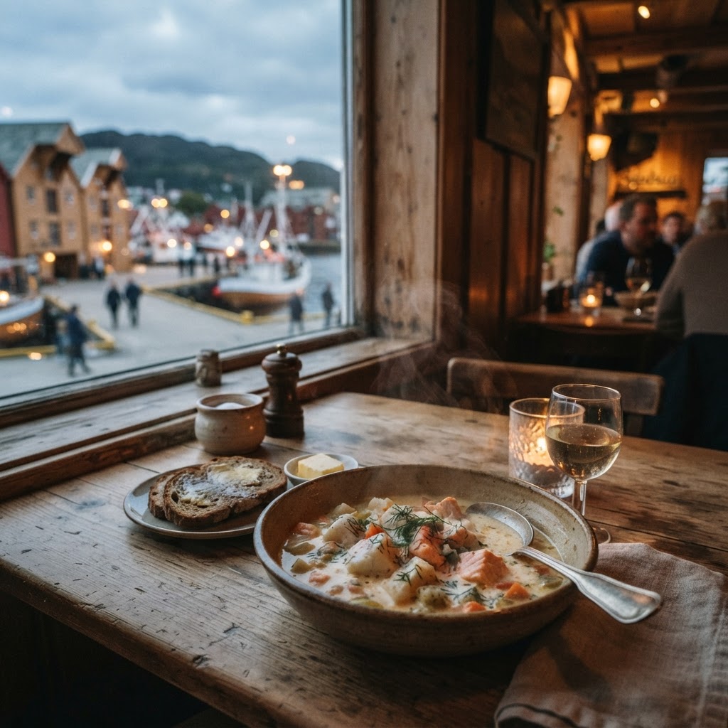 Sampling fresh, local seafood in the heart of the town.
