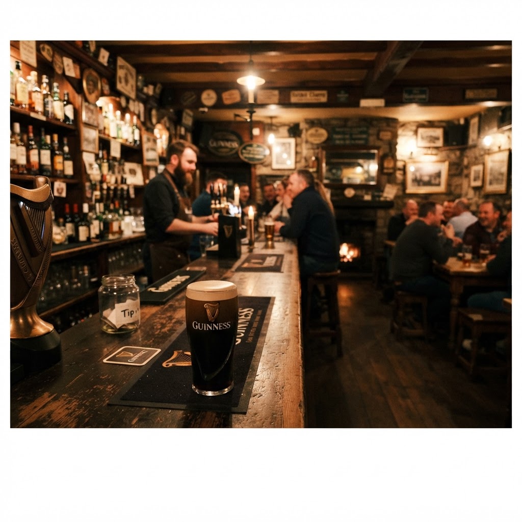 The warm and welcoming atmosphere of a traditional Irish pub.