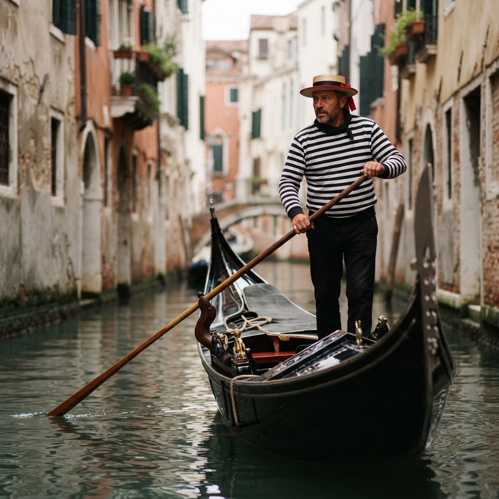 The skilled hands of a Venetian gondolier at work.