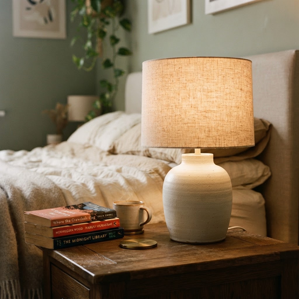 Warm table lamps provide the perfect glow for relaxation.