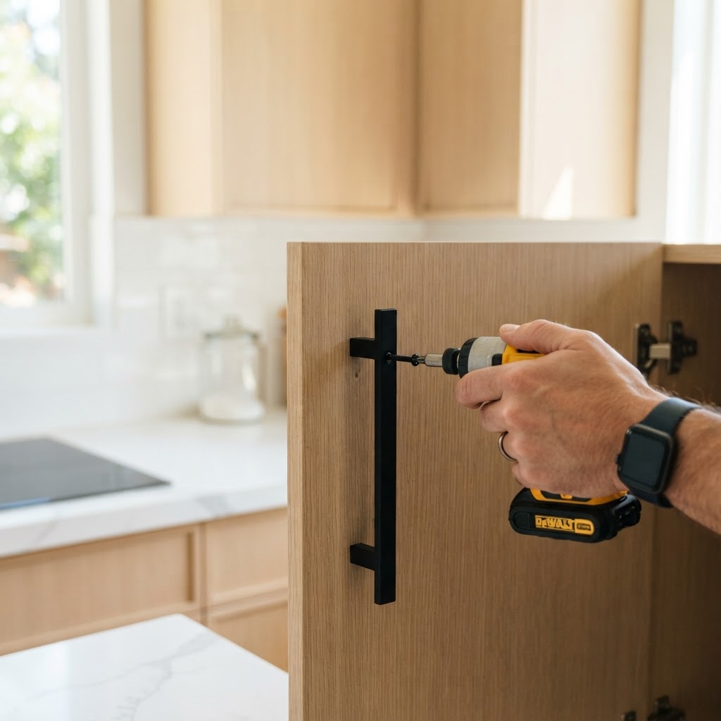 Swapping out hardware is a simple, high-impact DIY upgrade.