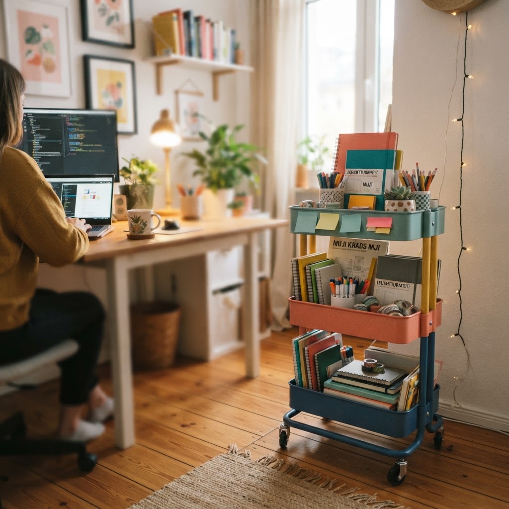 Stay organized and productive with a dedicated home office cart.