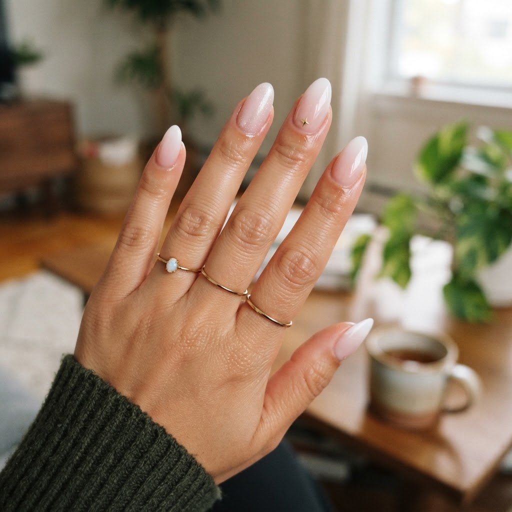 The final result of a durable, salon-quality press-on manicure.