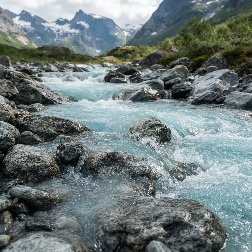 Glacial flour creates a signature milky turquoise hue in Norway's remote mountain lakes.