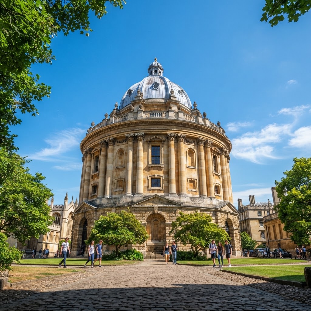 The impressive architecture of the Radcliffe Camera in Oxford.
