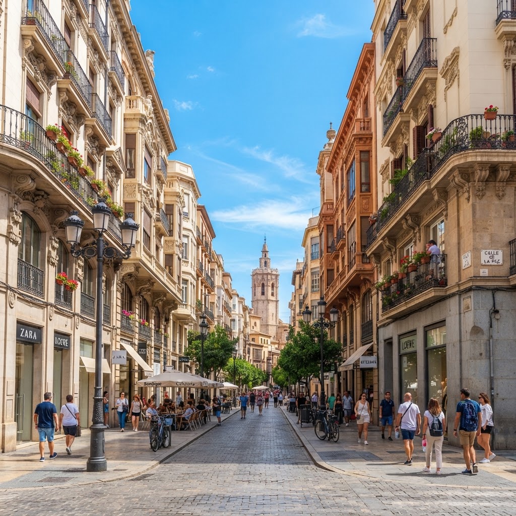 The grand architecture of Calle de la Paz offers timeless beauty.