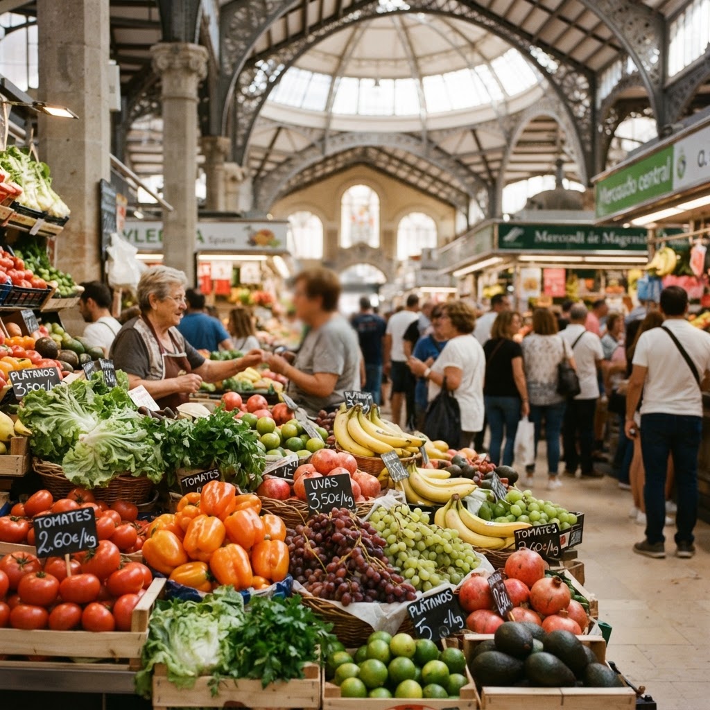 The vibrant atmosphere inside the Mercado Central.