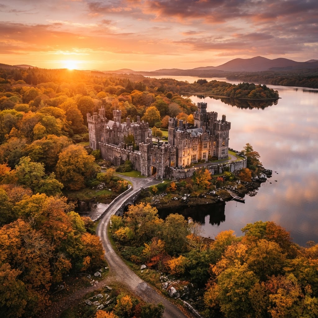 Historic castles in Ireland look like something out of a fairy tale when framed by the changing autumn leaves.