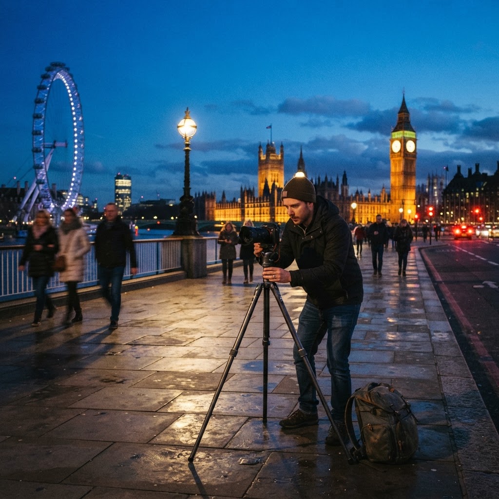 Finding the perfect vantage point along the South Bank for your London night shot.