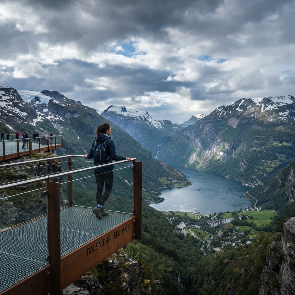 Breathtaking heights at the Dalsnibba Skywalk.