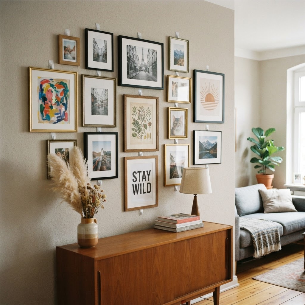 Gallery walls are the perfect way to add personality without permanent damage.
