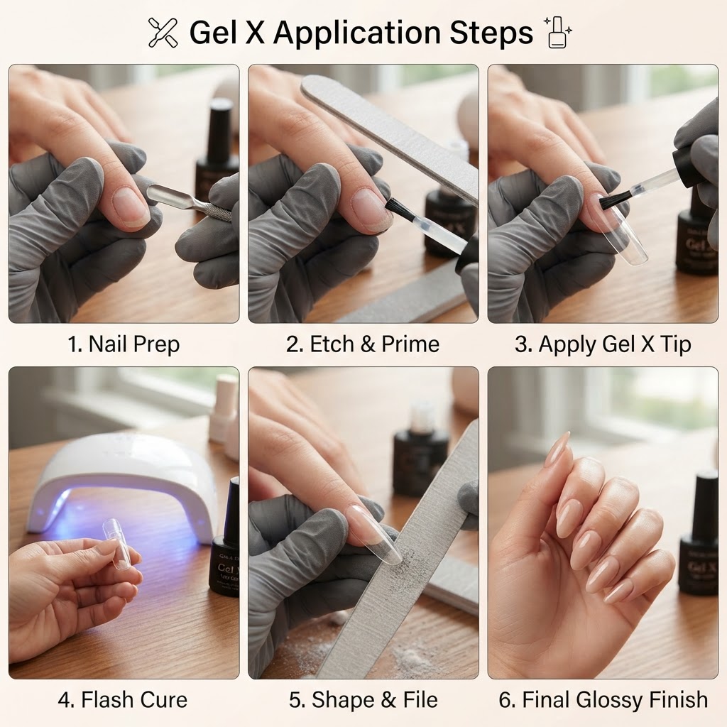 Steps for a perfect at-home gel manicure.