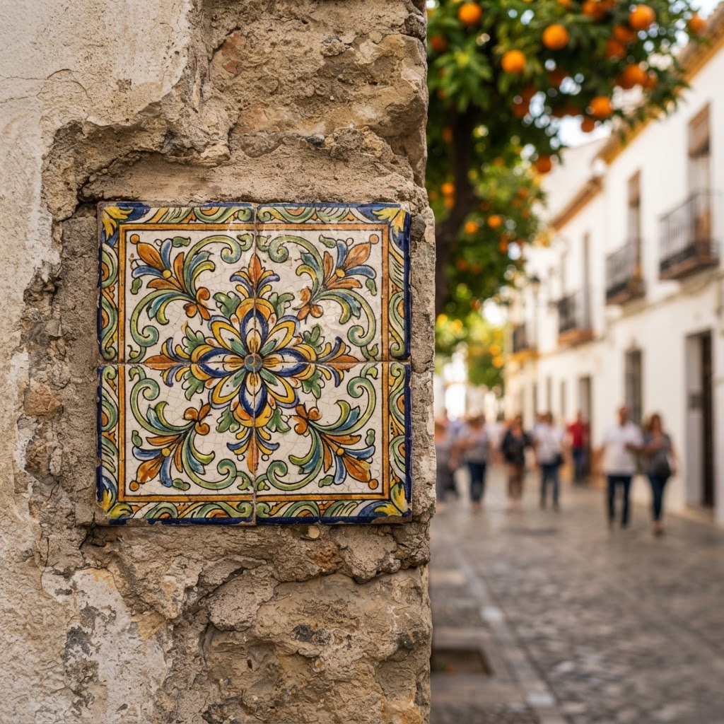 Detailed craftsmanship of traditional Spanish azulejos.