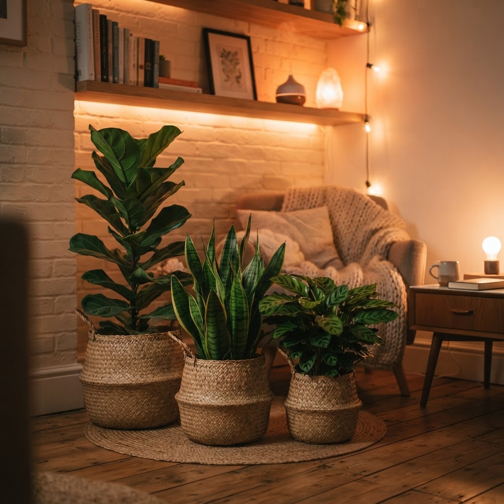 Grouping plants creates a lush focal point that breathes life into tight corners.