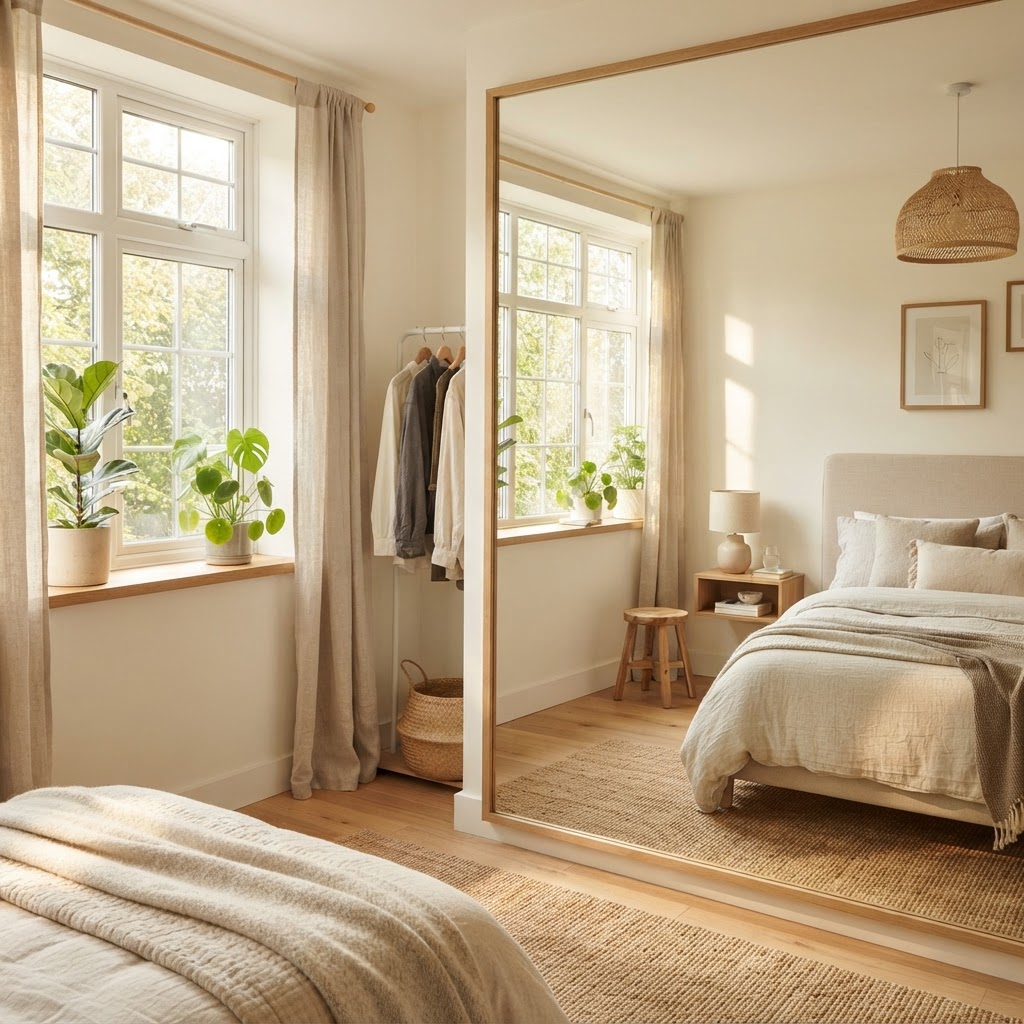 Mirrors are essential tools for expanding the visual space of a tiny room.