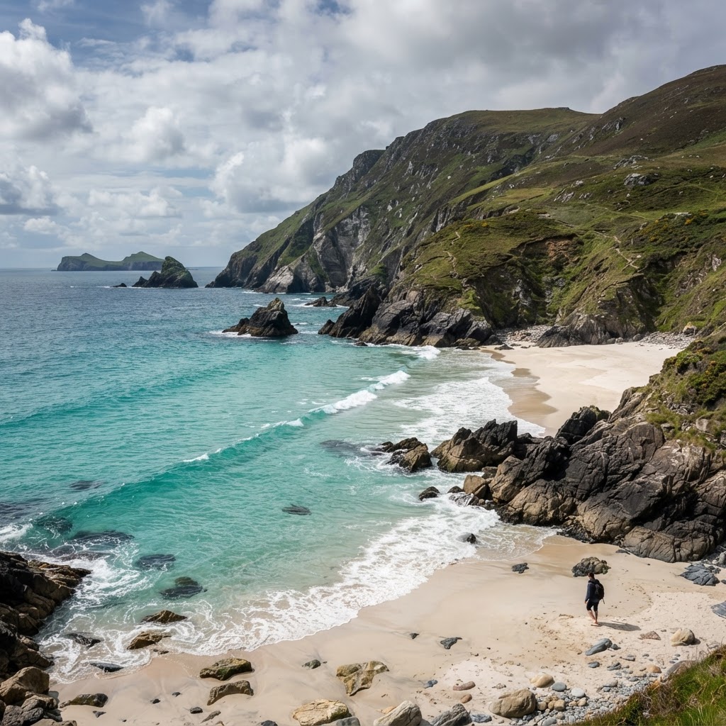 A pristine, quiet beach along the rugged Wild Atlantic Way.