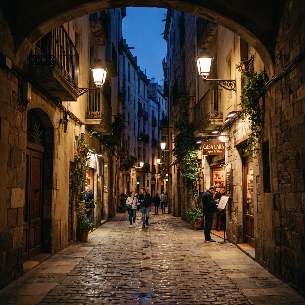 The winding, atmospheric alleys of the Barri Gòtic.