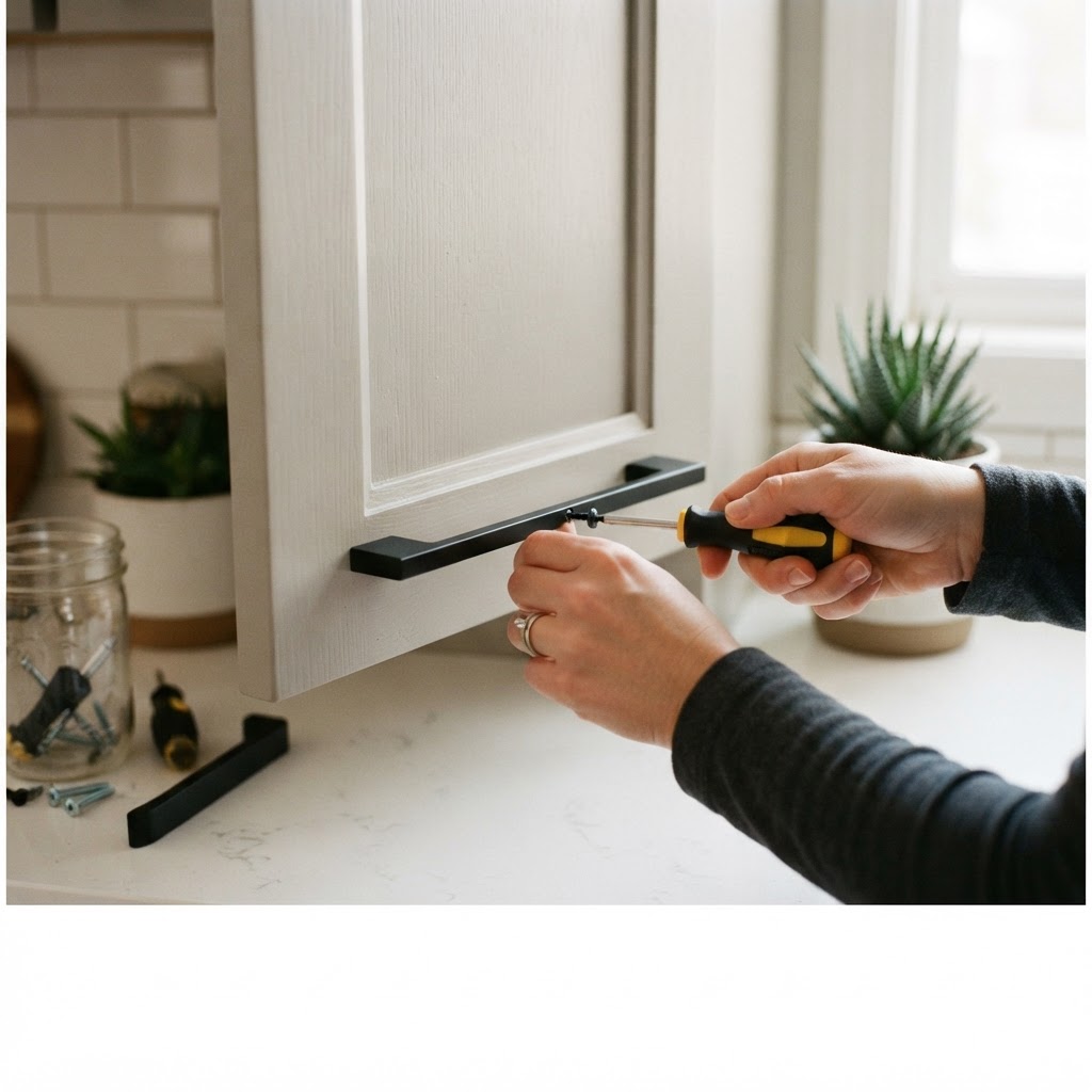 Swapping out hardware is an easy way to customize your kitchen space.