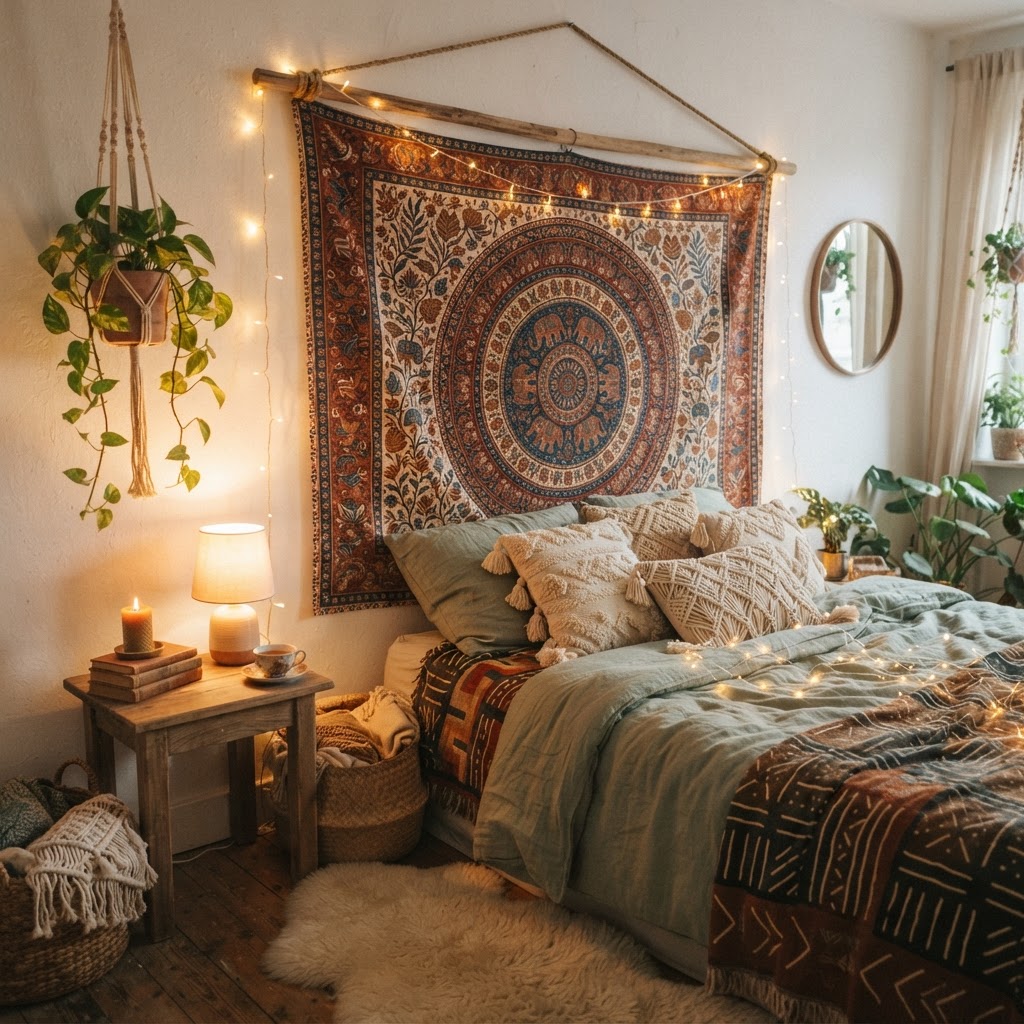 Fabric tapestries add instant warmth and texture to a room.