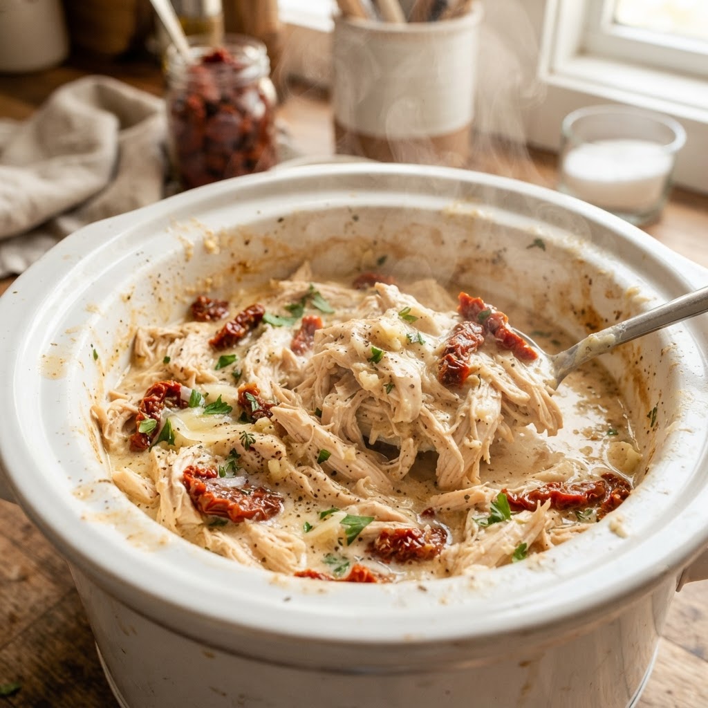 Tender chicken breast in a rich garlic parmesan sauce.