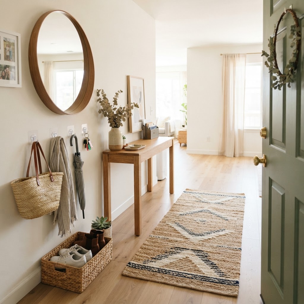 An organized, textured entryway sets a luxurious tone for your entire home.