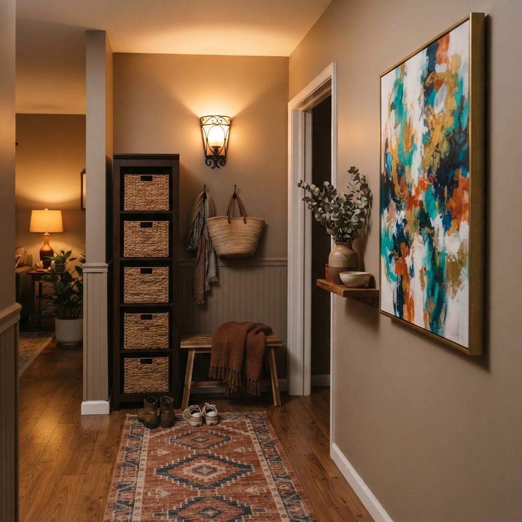 Adding warmth to a narrow space.
