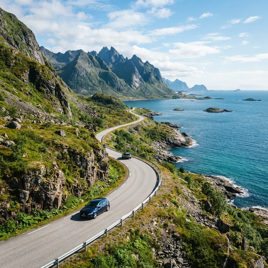 The stunning coastal roads of the Norwegian archipelago.