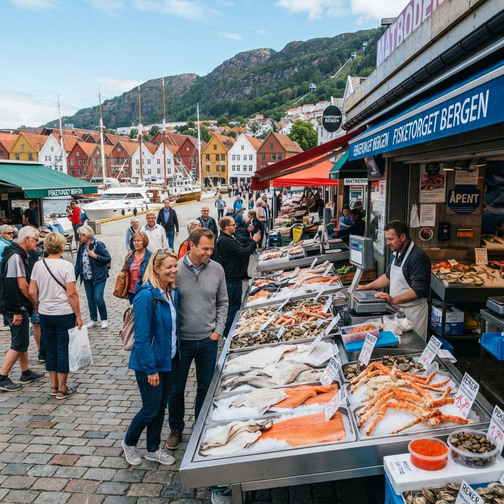 Sample the best of Norwegian coastal culture at the historic Bergen Fish Market.