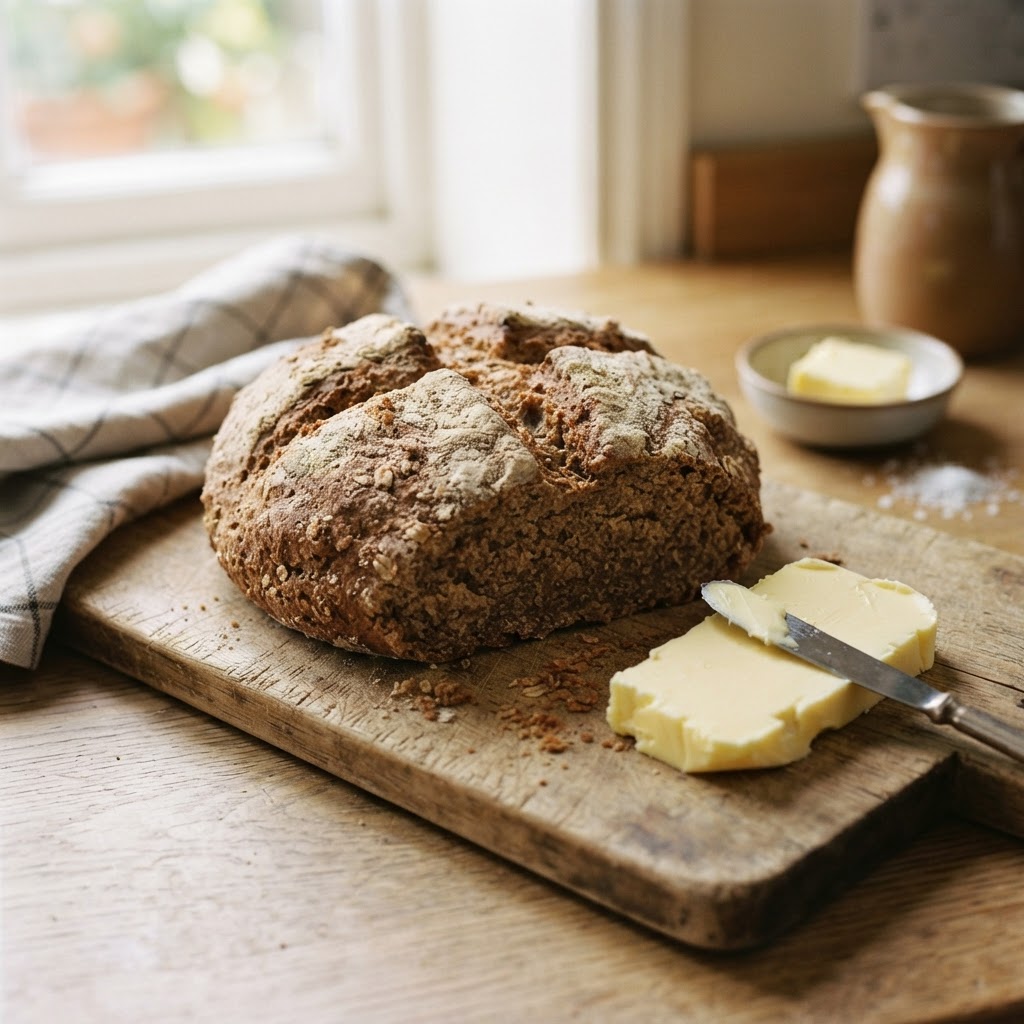 Traditional soda bread is a staple, especially when served warm with local butter.