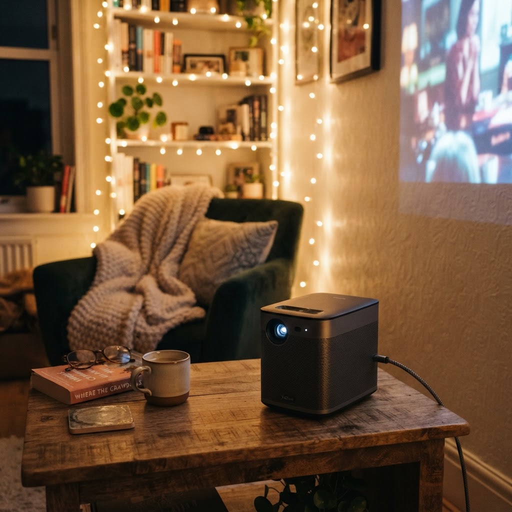 Warm lighting and comfortable seating turn any corner into a theater.