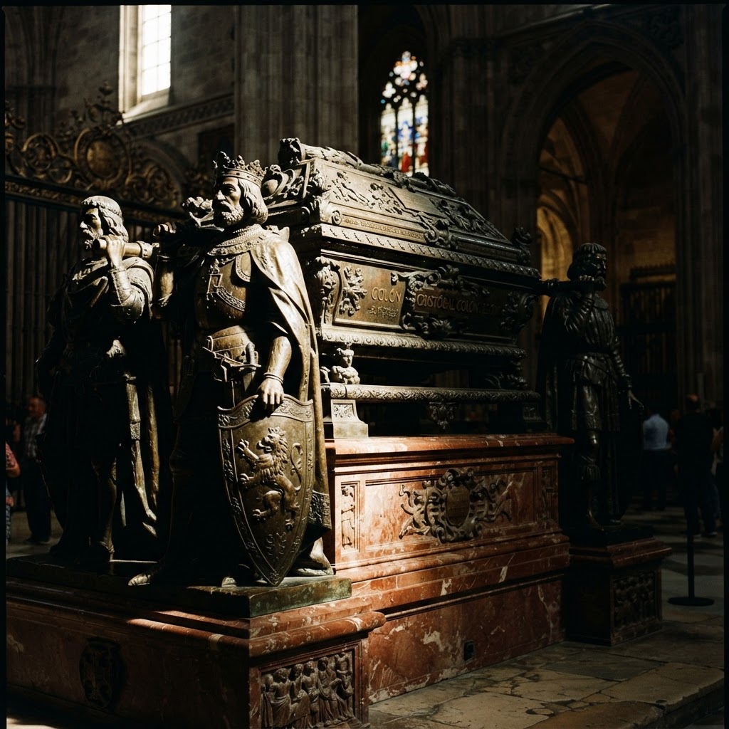 The elaborate tomb of Christopher Columbus, a masterpiece of funerary art.