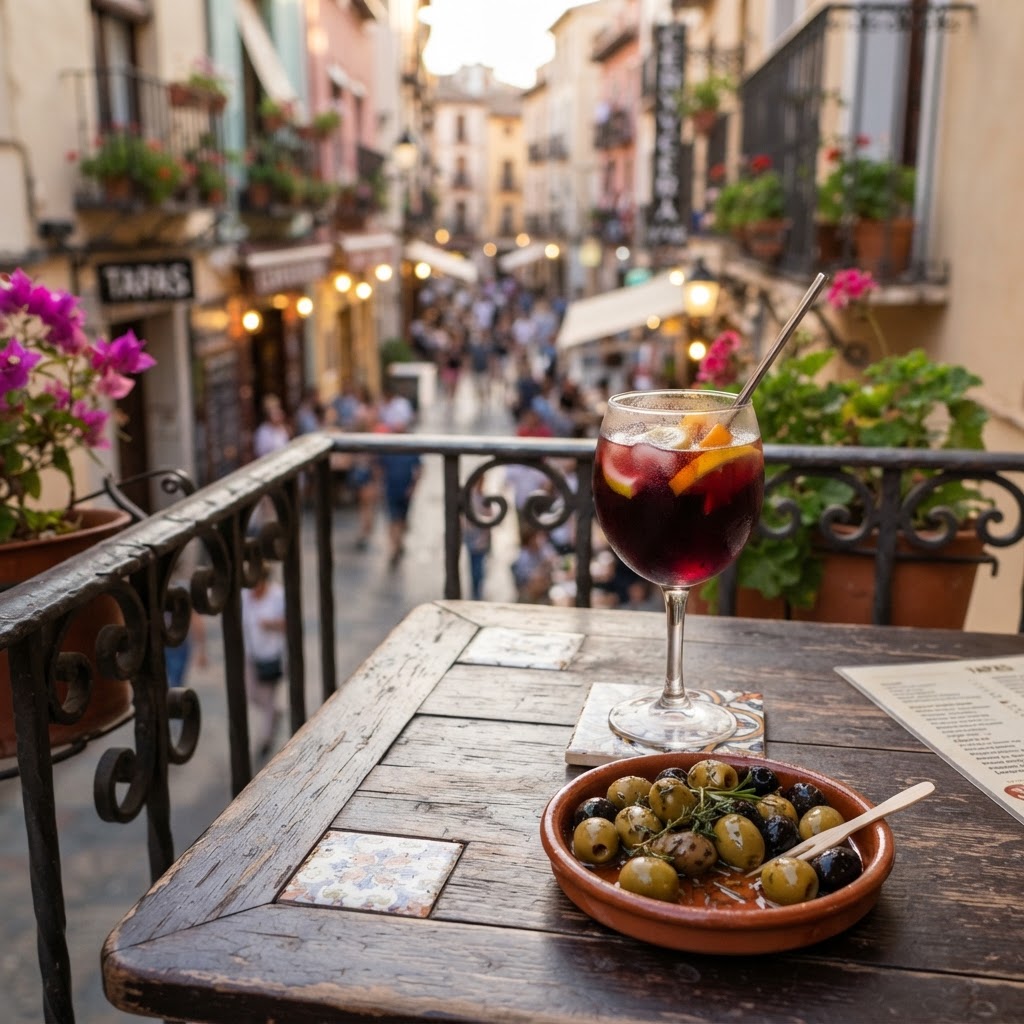 Spanish Summer Nights: Soft Lights and Warm Air Magic 4 A refreshing evening refreshment on a quiet Spanish terrace.