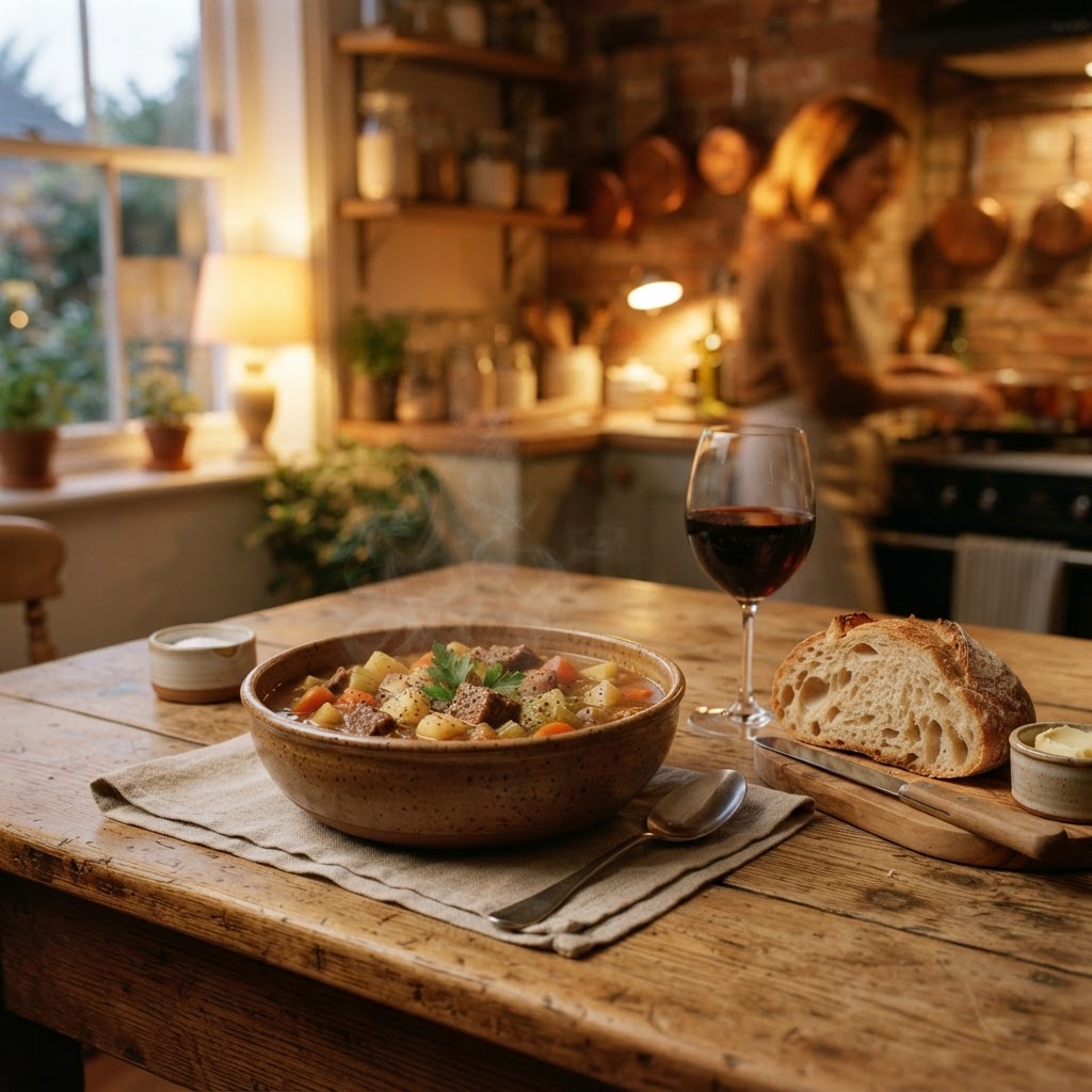 Comfort food at its finest: a bowl of homemade beef stew.