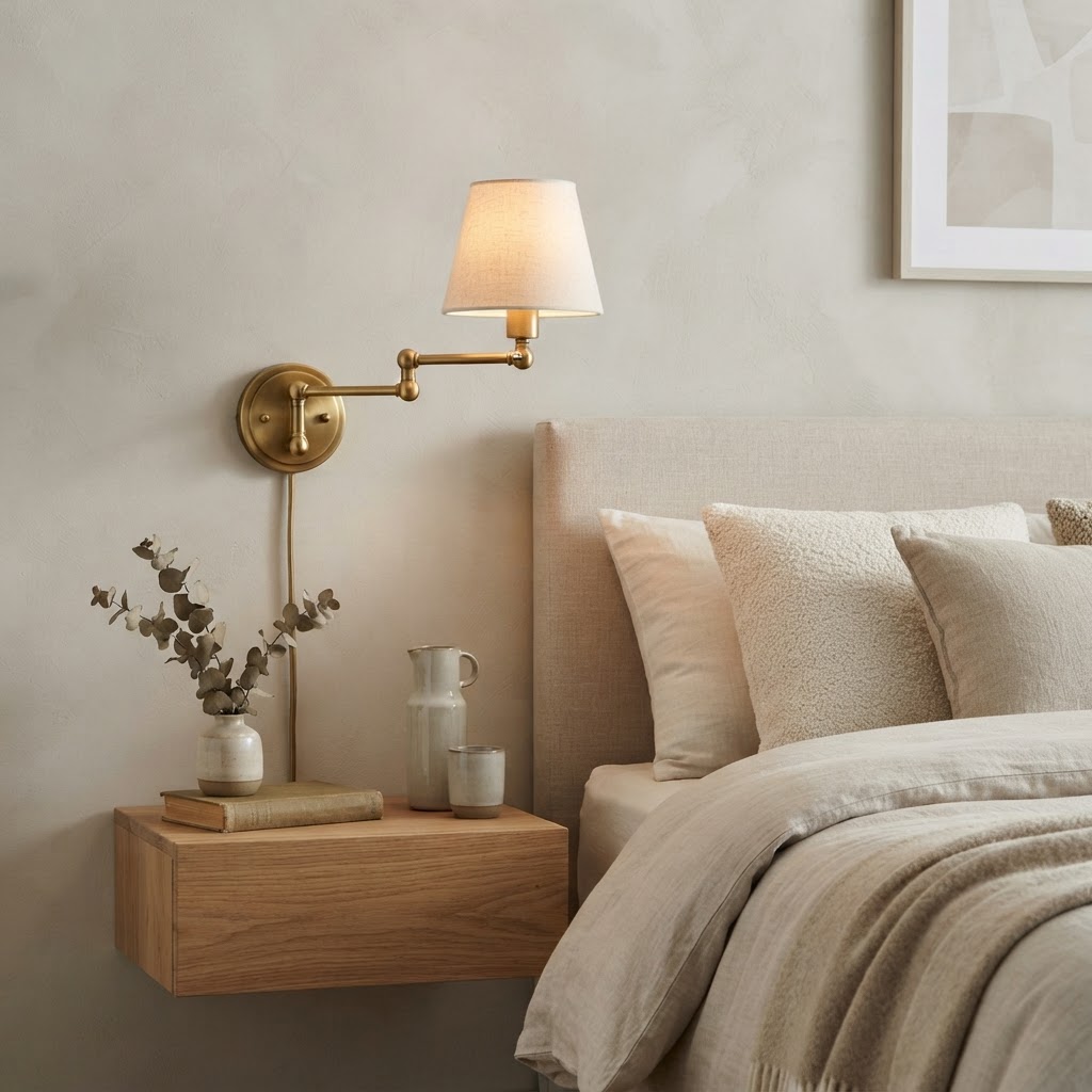 Plug-in sconces add sophistication to any bedroom.