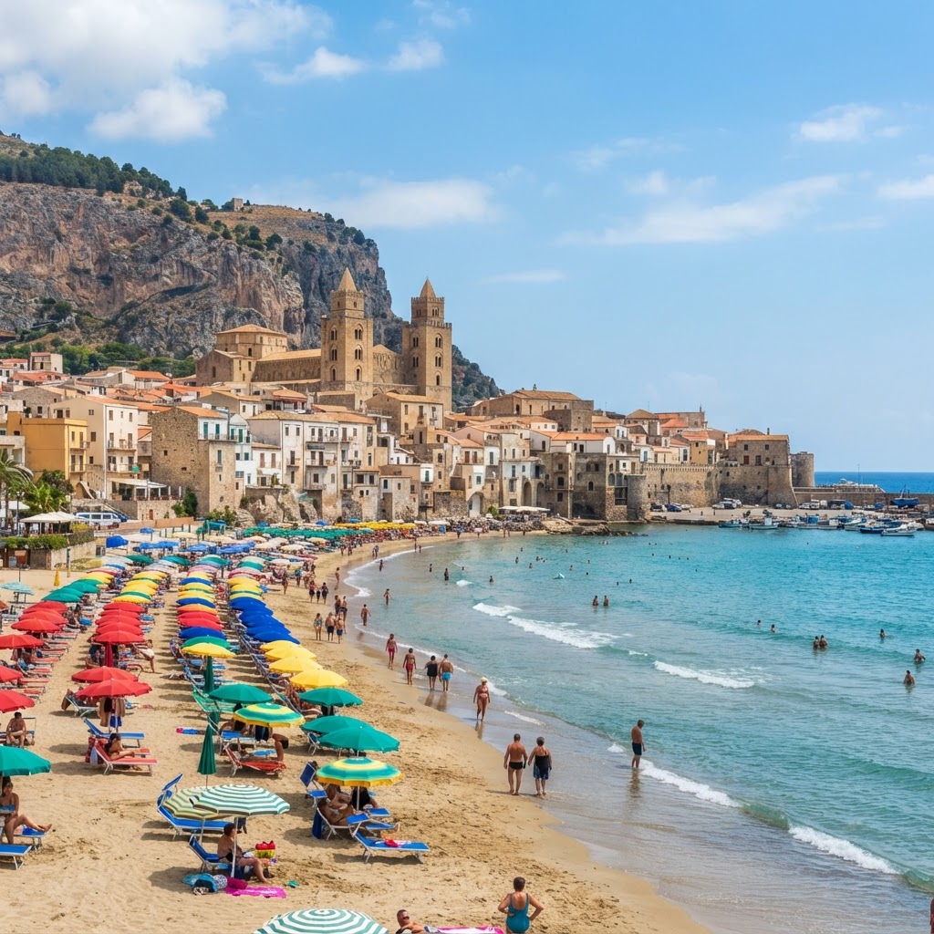 The golden sands and historic charm of Cefalù.