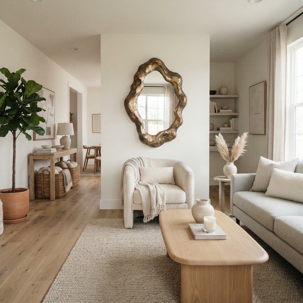 One statement furniture piece acts as a focal point to elevate the entire room.
