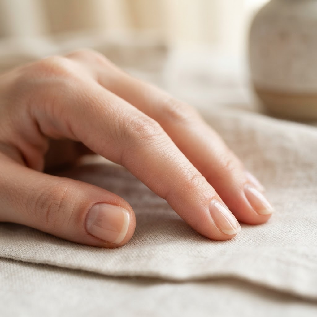 Healthy, well-hydrated nails with clean cuticles.