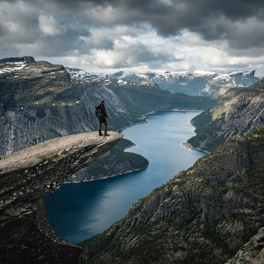 The iconic view from the edge of Trolltunga.