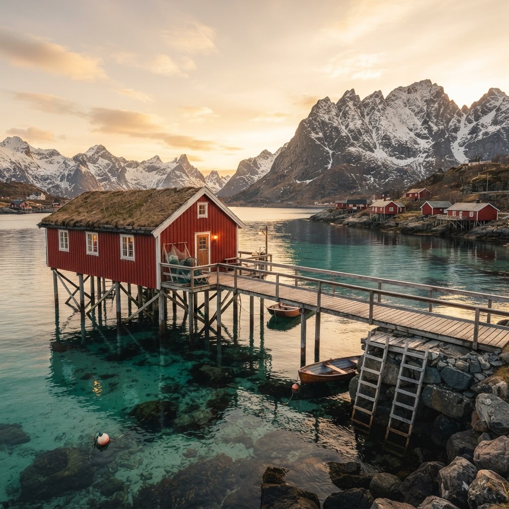 7 Dreamy Places in Norway You Need on Your List 3 Traditional rorbu cabins in the stunning Lofoten Islands.