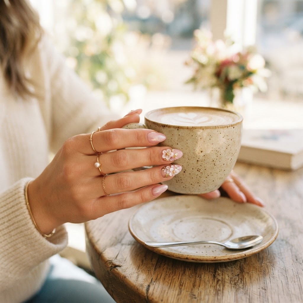 The perfect soft pink aesthetic for your morning coffee.