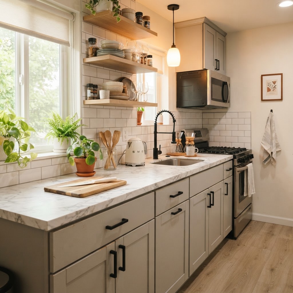 Upgrade your counters with high-quality vinyl for an instant luxury look.